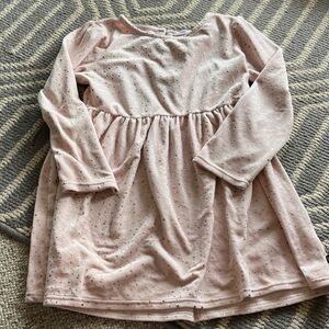 Girls Long Sleeve Pink Sparkle Dress
